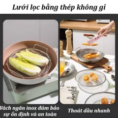 Set Khay Kèm Đĩa, Vỉ Lưới Lọc Dầu NGHIỆN NHÀ  Chất Liệu INOX 304,Dùng Trong Chiên Xào, Bỏ Dầu Thừa Hiệu Quả
