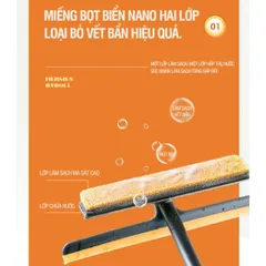Cây Gạt Nước Lau Kính Đa Năng 3 in1 NGHIỆN NHÀ - Chổi Lau Kính Kèm Gạt Nước Silicon Xoay 360 Độ Chống Trượt