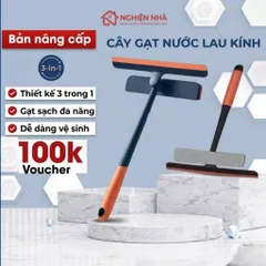 Cây Gạt Nước Lau Kính Đa Năng 3 in1 NGHIỆN NHÀ - Chổi Lau Kính Kèm Gạt Nước Silicon Xoay 360 Độ Chống Trượt