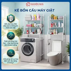 Kệ Để Đồ Máy Giặt Và Toilet NGHIỆN NHÀ, KỆ ĐA NĂNG PHÒNG TẮM Tháo Lắp INOX 3 tầng