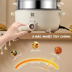 Nồi Lẩu Điện Đa Năng Cao Cấp NGHIỆN NHÀ Dung Tích 4L, Đường Kính 28cm, Kèm Xửng Hấp Inox SP412325930