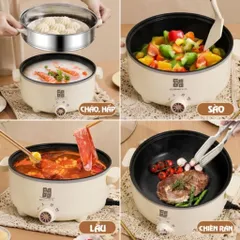 Nồi Lẩu Điện Đa Năng Cao Cấp NGHIỆN NHÀ Dung Tích 4L, Đường Kính 28cm, Kèm Xửng Hấp Inox SP412325930
