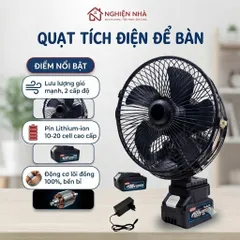 Quạt Tích Điện Để Bàn Chạy Pin NGHIỆN NHÀ,Quạt Tích Điện Mini 8 Inch Công Suất Lớn, Làm Mát Cực Nhanh, Hoạt Động Bền Bỉ