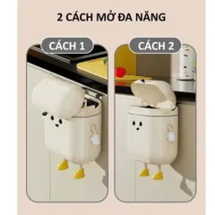 Thùng Rác Treo Tủ Bếp  Hoạt Hình Dễ Thương NGHIỆN NHÀ, Thùng Rác Treo Tường Nhà Tắm Nắp Lật Thông Minh