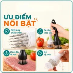 Dụng cụ châm thịt inox thông minh NGHIỆN NHÀ - Cây xăm thịt, làm mềm thịt quay giòn bì tiện lợi.