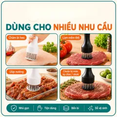 Dụng cụ châm thịt inox thông minh NGHIỆN NHÀ - Cây xăm thịt, làm mềm thịt quay giòn bì tiện lợi.