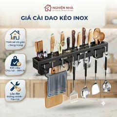 Giá Dao Treo Tường Bằng Thép Carbon, Tích Hợp Ống Đựng Đũa, Thiết Kế Thông Thoáng Chống Ẩm Mốc