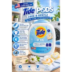 [HÀNG MỸ] Viên Giặt Tide PODS Free & Gentle Cho Da Nhạy Cảm (Thùng 152 Viên - 3.22kg)
