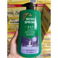 Sữa Tắm Gội Toàn Thân Cho Nam Irish Spring 5in1 Mỹ 887ml. hàng MỸ