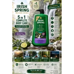 Sữa Tắm Gội Toàn Thân Cho Nam Irish Spring 5in1 Mỹ 887ml. hàng MỸ