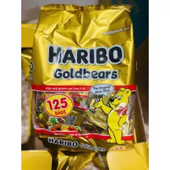 NGUYÊN BỊCH LỚN. DATE XA Kẹo dẻo gấu Haribo Goldbears 1.42kg ( 125 gói kẹo mini ) của Mỹ
