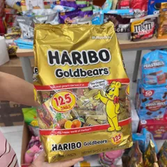 NGUYÊN BỊCH LỚN. DATE XA Kẹo dẻo gấu Haribo Goldbears 1.42kg ( 125 gói kẹo mini ) của Mỹ