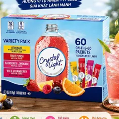 CRYSTAL LIGHT – Bột nước trái cây không đường Variety PacK (60 GÓI) USA