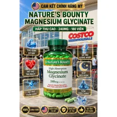 [HÀNG MỸ] Viên Uống Bổ Sung Magie Hấp Thu Cao Nature's Bounty Magnesium Glycinate 240mg (Lọ 180 Viên)