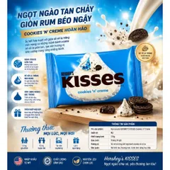 Socola Kẹo Chocolate hershey's kisses 311g cookies 'n' creme màu xanh hàng Mỹ