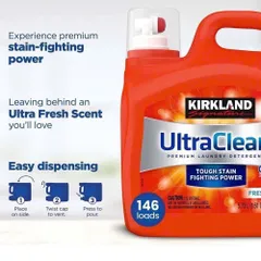 Kirkland UltraClean Fresh Scent – nước giặt đậm đặc can lớn 5.73L. HÀNG MỸ 146 LẦN GIẶT