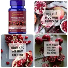 Viên uống chống nắng nội sinh chiết suất từ lựu đỏ puritan Mỹ Puritan’s Pride Pomegranate chống nắng nội sinh