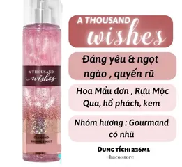 Xịt Thơm body A thousand Wishes Quyến Rũ Có nhũ Ngọt Ngào Sang Trọng Chai 236ml