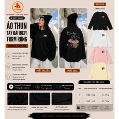 Áo thun tay dài boxy nam nữ form rộng in hình gấu BABY MILO  chất cotton gạo giấy L1 cao cấp mềm thoáng mát