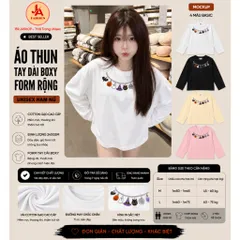 Áo Thun Tay Dài Boxy Form Rộng Unisex Nam Nữ Cotton Gạo 240GSM In Hình Halloween Cá Tính