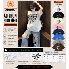 Áo Thun form rộng  nam nữ Unisex, Áo Phông nữ LOVE vải 100% Cotton cao cấp Định Lượng 250gsm