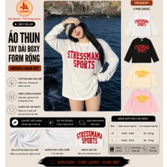 Áo Thun Giấy Xước Nữ Dài Tay In Chữ Stressmama Sports Form Rộng 40-75kg Basic Hàn Quốc