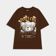 Áo thun form rộngn form rộng unisex nam nữ  in hình 5D GẤU DON'T CRY phong cách hàn quốc