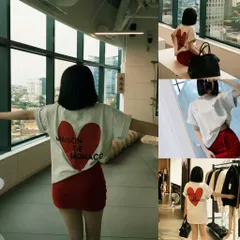 Áo thun form rộng tay lỡ Unisex trái tim MAISON  cổ tròn , áo phông  phong cách ulzzang hàn quốc chất cotton cao cấp
