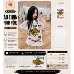 Áo thun form rộng nam nữ Yankees mới tay lỡ unisex chất cotton cao cấp 2026