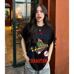Áo thun form rộng nam nữ Yankees mới tay lỡ unisex chất cotton cao cấp 2026