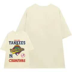 Áo thun form rộng nam nữ Yankees mới tay lỡ unisex chất cotton cao cấp 2026