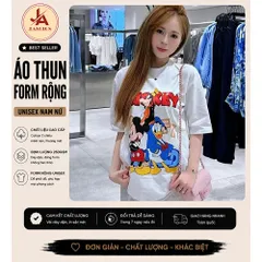 Áo thun form rộng   Mickey hoạt hình hot hit 2025 chất  cotton cao cấp đl 250gsm