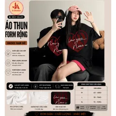 Áo thun form rộng đôi  nam nữ trái tim in chữ ký Newyear near u Cổ Tròn Chất Vải Cotton cao cấp
