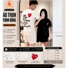 Áo Thun Form Rộng Nam Nữ  In Hình Trái Tim – Áo Couple Cá Tính Unisex Streetwear
