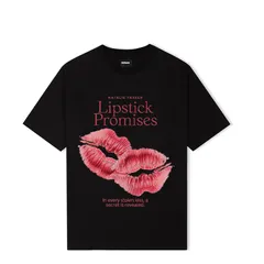 Áo thun form rộng   Lipstick Promises Cotton Cao Cấp - Phong Cách Quyến Rũ ,Thông Điệp Yêu Thương Ngày Valentine