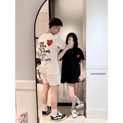 Áo Thun Form Rộng Nam Nữ  In Hình Trái Tim – Áo Couple Cá Tính Unisex Streetwear