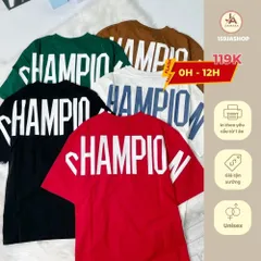 Áo thun form rộng CHAMPION Full Lưng Nam Nữ  Chất Vải Cotton cao cấp Co Giãn Thoáng Mát