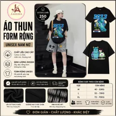 Áo thun form rộng nam nữ  couple  hoạt hình MONSTERS COTTON 100% ĐỊNH LƯỢNG 260GSM hottrend 2026