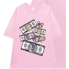 Áo thun form rộng Unisex Oversize In Mèo Chuột Hoạt Hình  Cotton 2C 260GSM Tay Lỡ Phong Cách Hàn Quốc