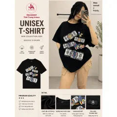 Áo thun form rộng Unisex Oversize In Mèo Chuột Hoạt Hình  Cotton 2C 260GSM Tay Lỡ Phong Cách Hàn Quốc