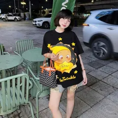 Áo thun form rộng Nữ Oversize In Hoạt Hình Ngôi Sao Dễ Thương  Tay Lỡ Cotton Mềm Phong Cách Hàn Quốc