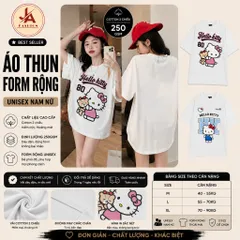 Áo thun form rộng  KITTY 80 Unisex In Mèo Cute Tay Lỡ Cotton Co Giãn 4 chiều Form Oversize Hot Trend