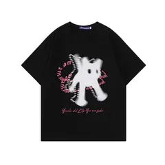 Áo thun form rộng phông tay lỡ Unisex  Mèo tim hồng cutee chất cotton mịn