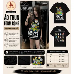 Áo thun form rộng Nam Nữ  nhân vật Hoạt Hình  CN Unisex Chất Vải Cotton 2 Chiều Dày Dặn Hot Trend 2026