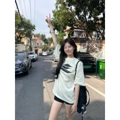 Áo thun form rộng Tay Lỡ Basic in hình  LOGO  3 sọc Hiện Đại Cá Tính Chất Cotton Dày Dặn
