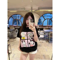 Áo thun form rộng Nữ Oversize  nhân vật hoạt hình SNOOPY  Tay Lỡ Cotton Mềm Phong Cách Hàn Quốc Hot Trend 2026