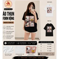 Áo thun form rộng Nữ Oversize  nhân vật hoạt hình SNOOPY  Tay Lỡ Cotton Mềm Phong Cách Hàn Quốc Hot Trend 2026