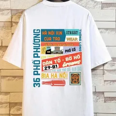 Áo thun form rộng Tay Lỡ Hà Nội  36 phố phường Áo Phông Cotton HÀ NỘI XỊN Nam Nữ Unisex form rộng oversize JASHOP