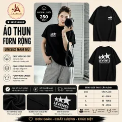 Áo Thun form rộng Unisex Nam/Nữ LEVENTS in hình Chất Liệu Cotton 2CTay Ngắn,  260g In Hình Cao cấp