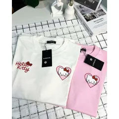 Áo thun form rộng nữ Hello Kitty màu Hồng in hình đáng yêu  tay lỡ chất cotton dày xịn hottrend 2025